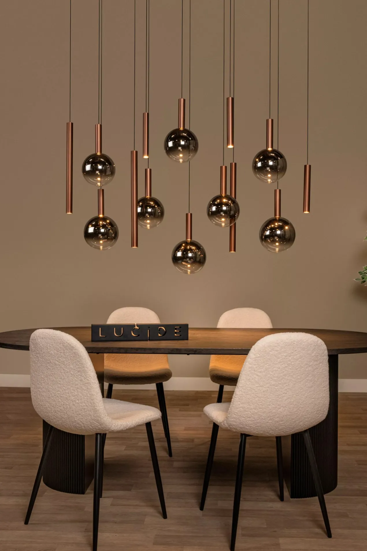 Hanglamp Jasmine ovaal 14-lichts koper