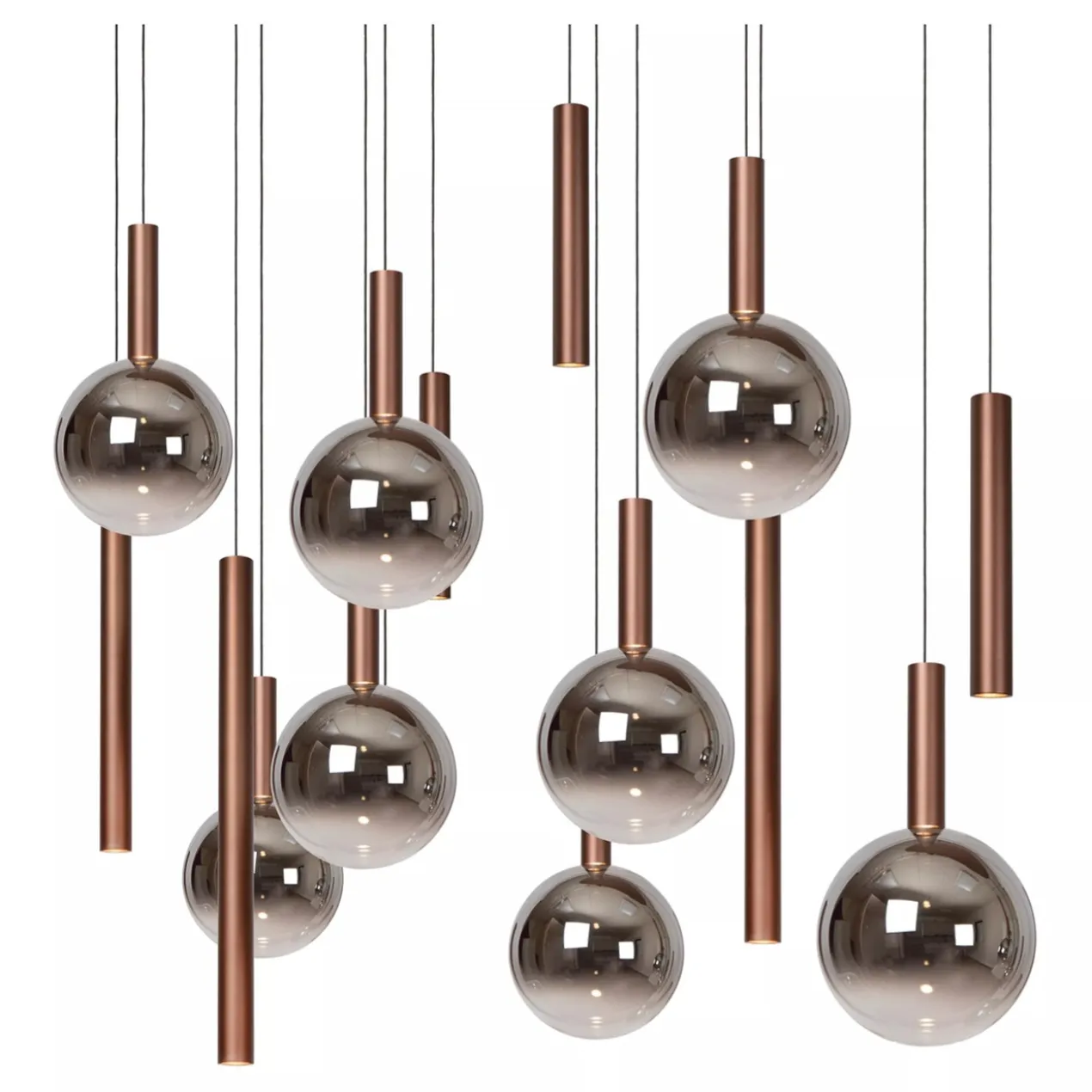 Hanglamp Jasmine ovaal 14-lichts koper