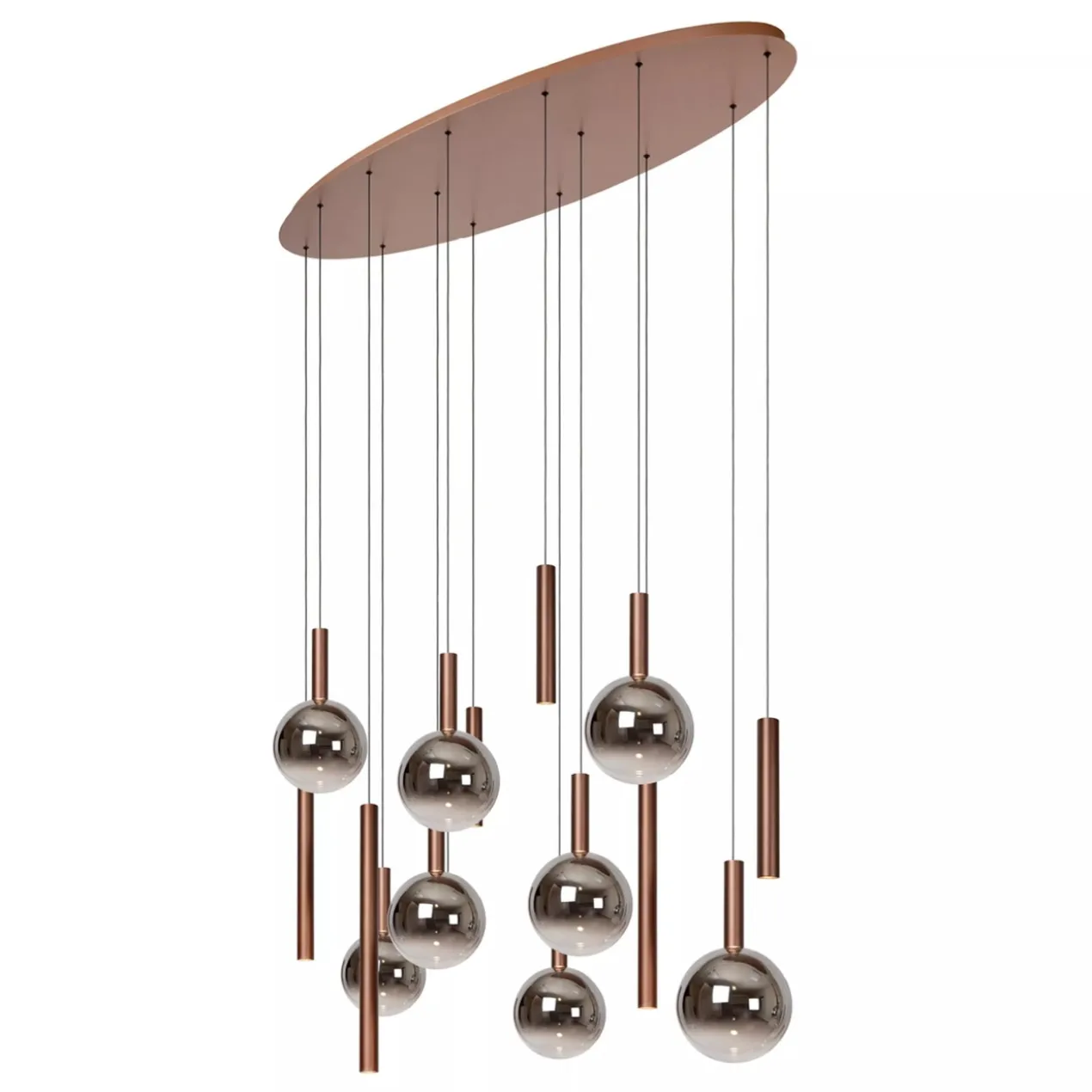Hanglamp Jasmine ovaal 14-lichts koper