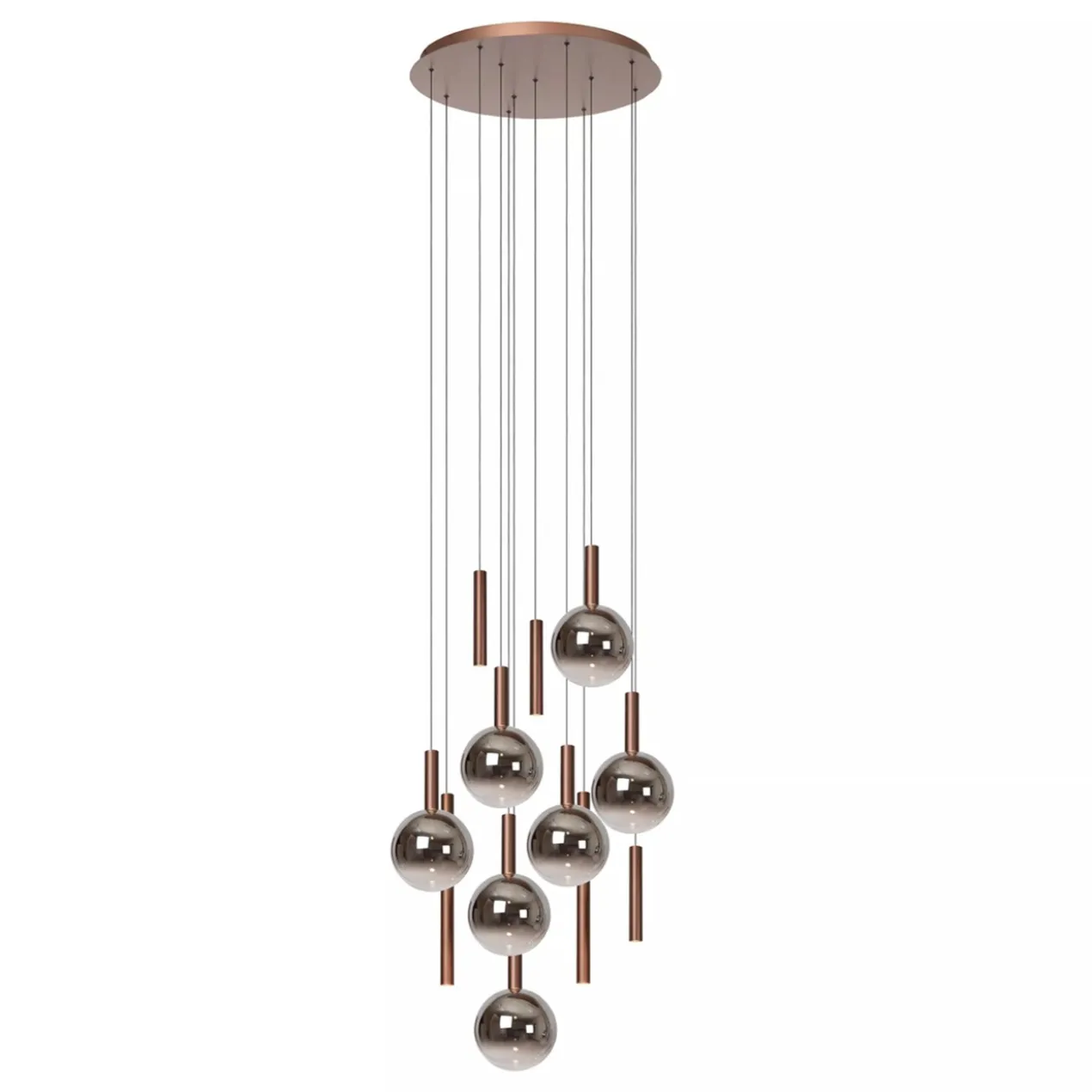 Hanglamp Jasmine rond 12-lichts koper