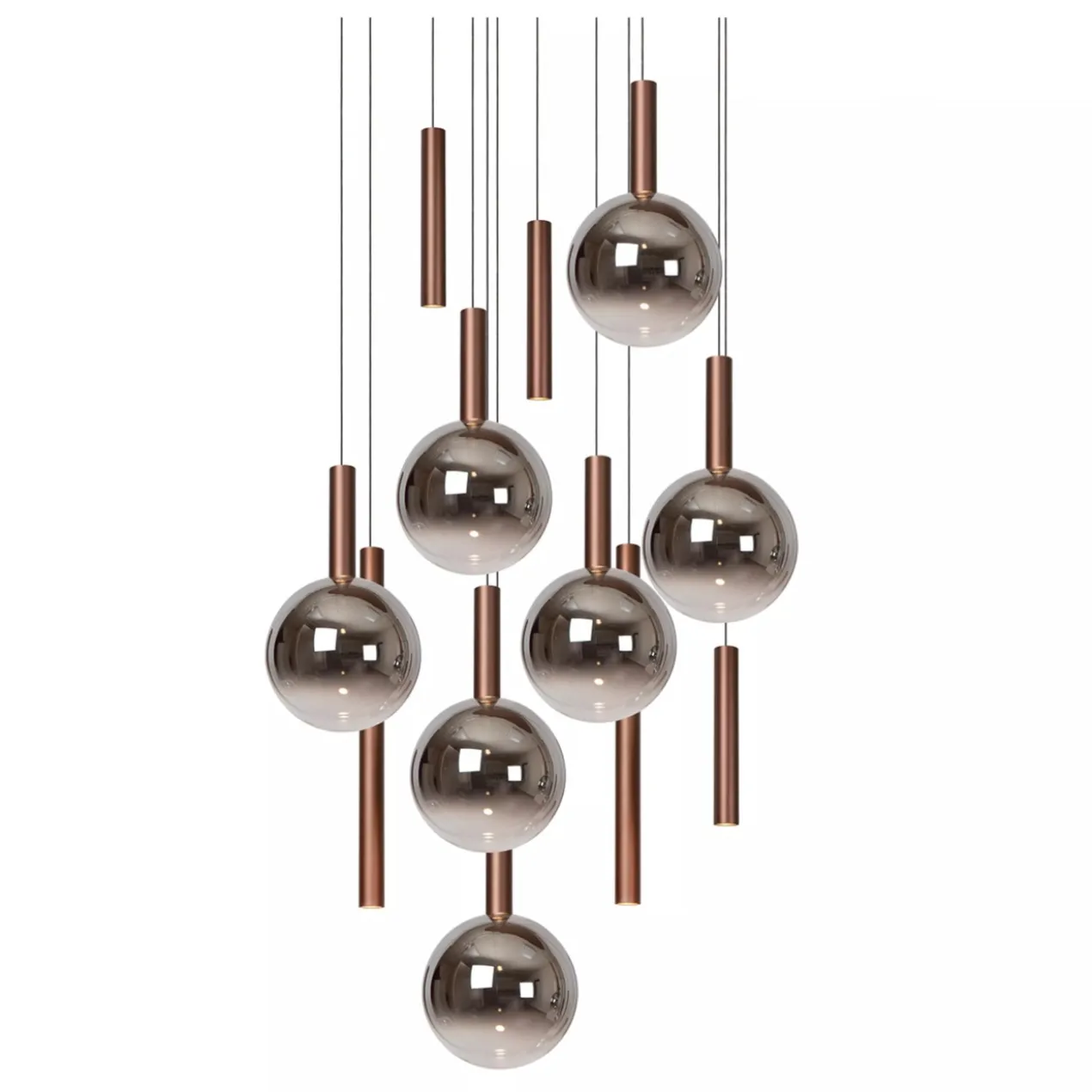 Hanglamp Jasmine rond 12-lichts koper