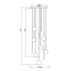 Hanglamp Jasmine rond 12-lichts koper