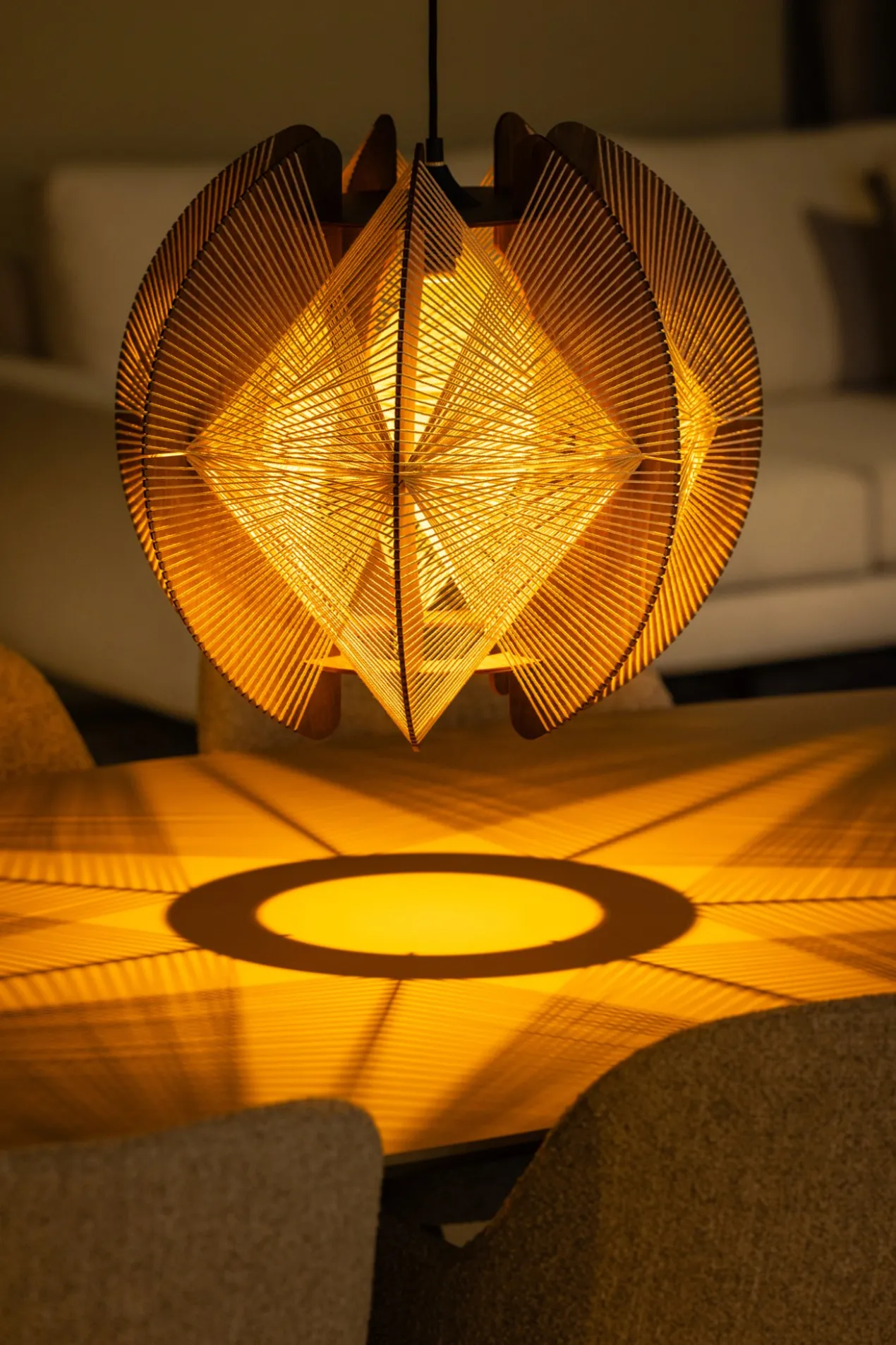 Hanglamp Jessica touw Ø50 cm walnoot