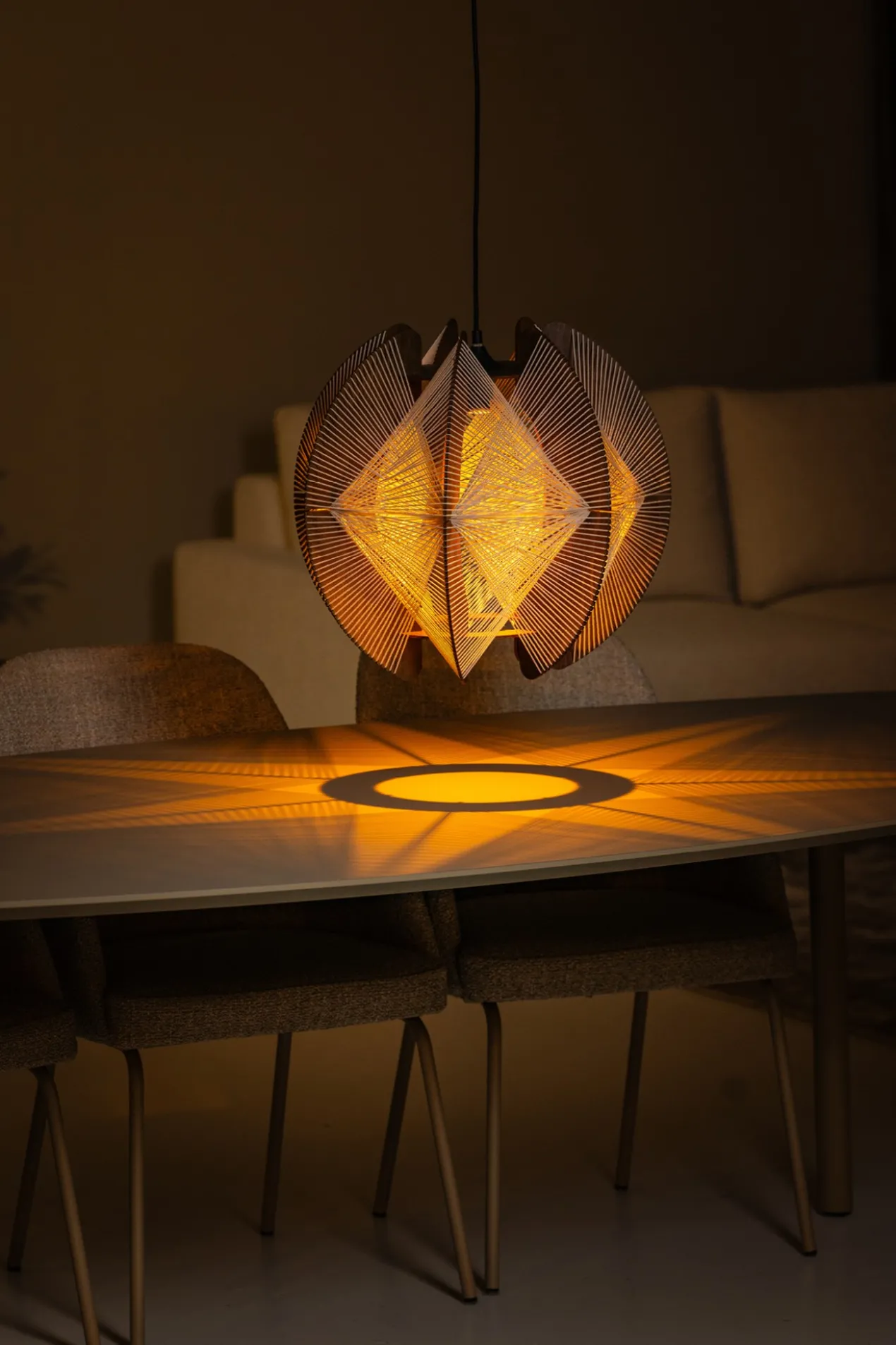 Hanglamp Jessica touw Ø50 cm walnoot