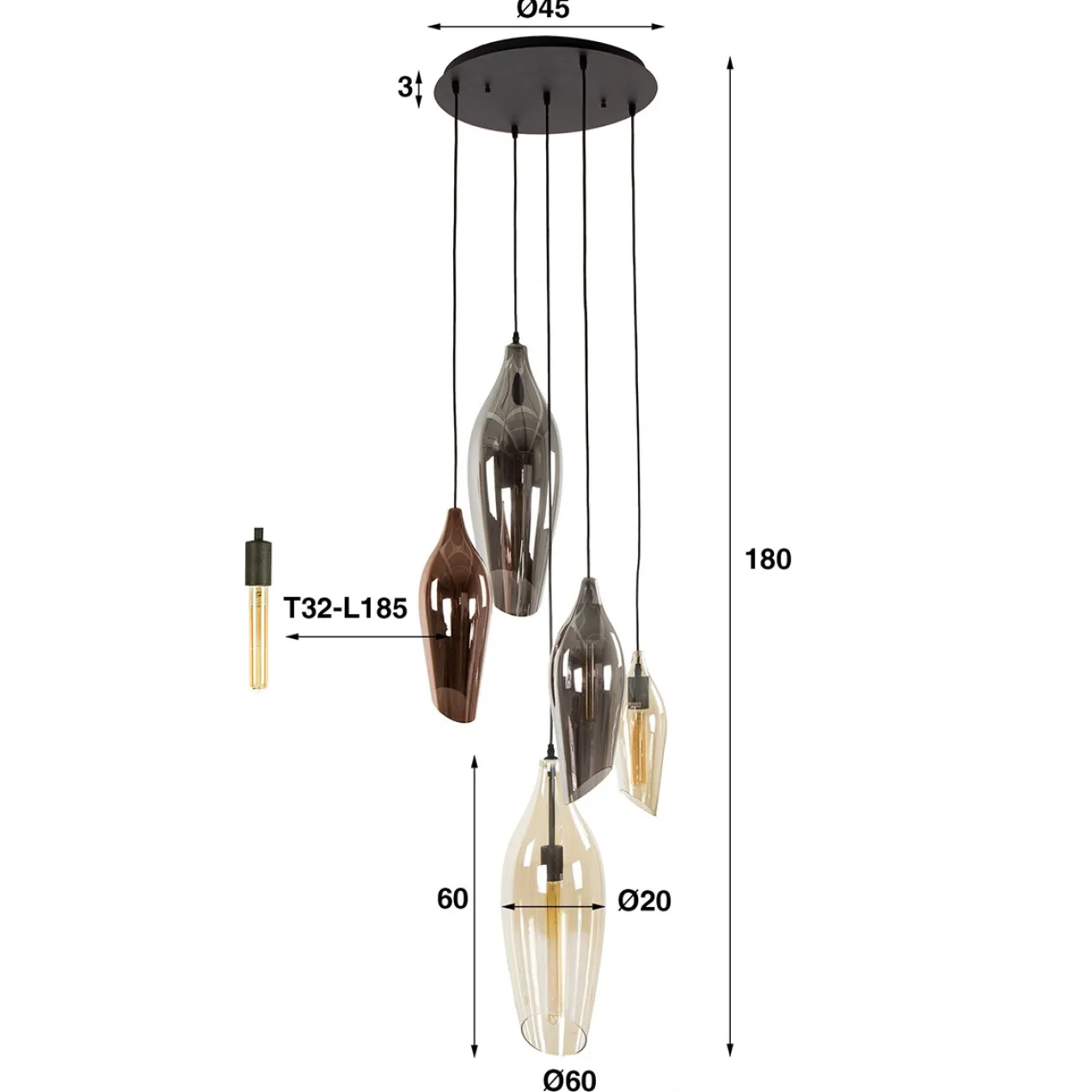 Hanglamp Kryptonite getrapt