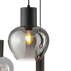 Hanglamp Ligari 8-lichts zwart/smoke