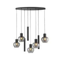 Hanglamp Ligari 8-lichts zwart/smoke