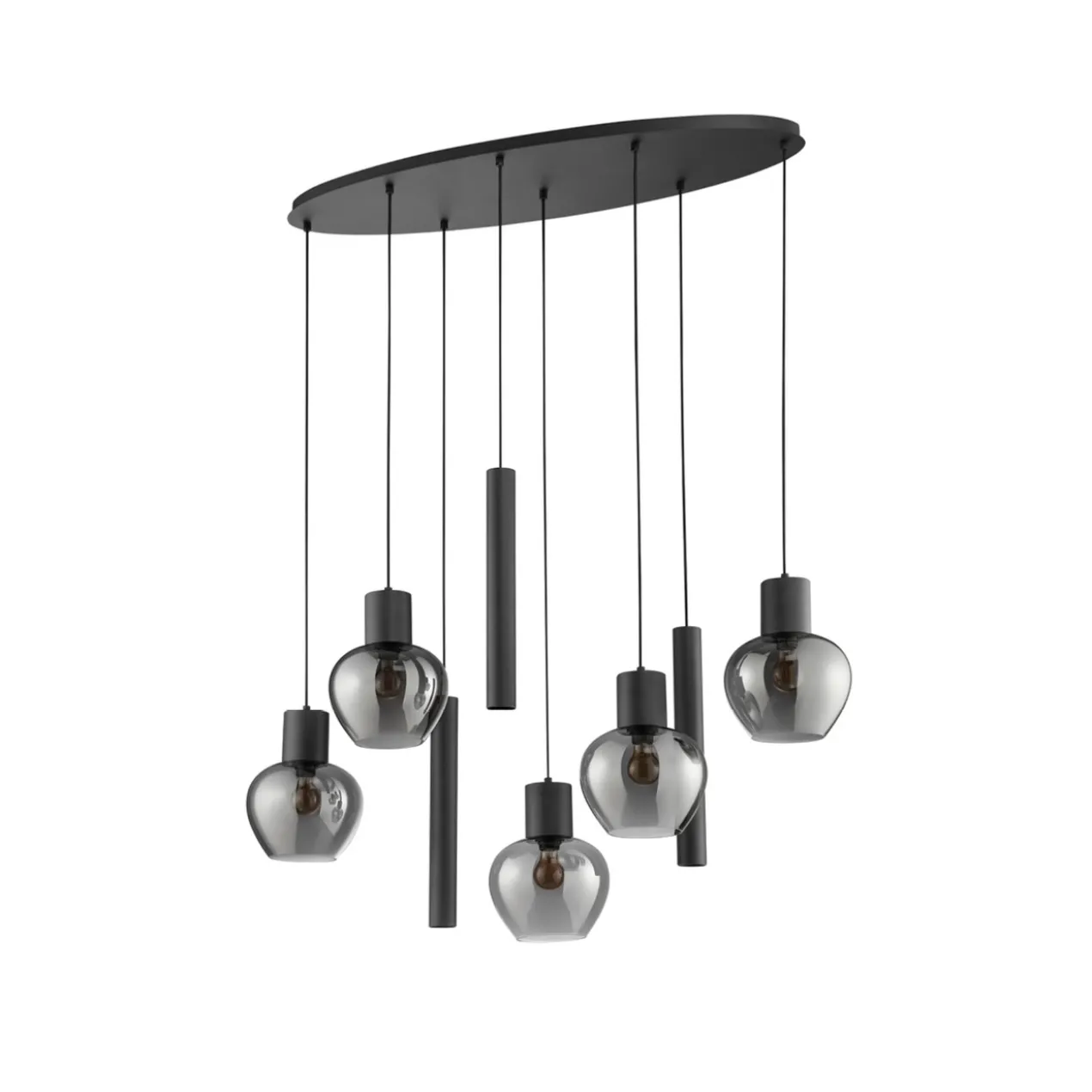 Hanglamp Ligari 8-lichts zwart/smoke