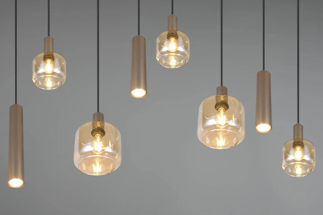 Hanglamp Lizie 8-lichts plaat brons