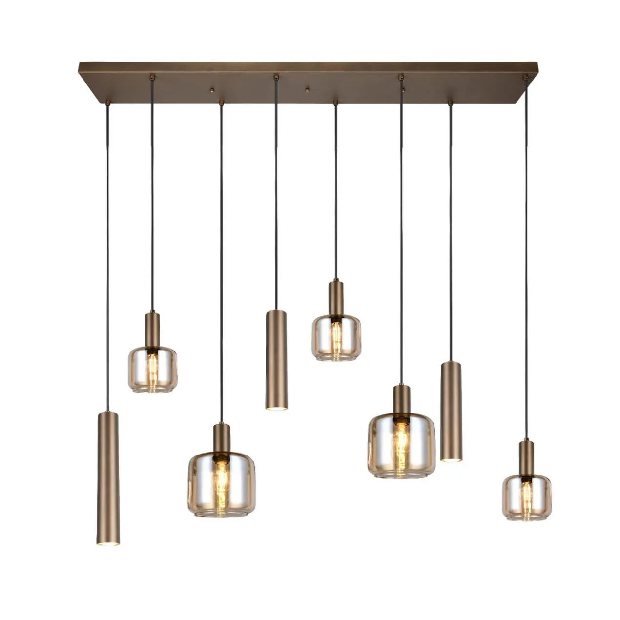 Hanglamp Lizie 8-lichts plaat brons