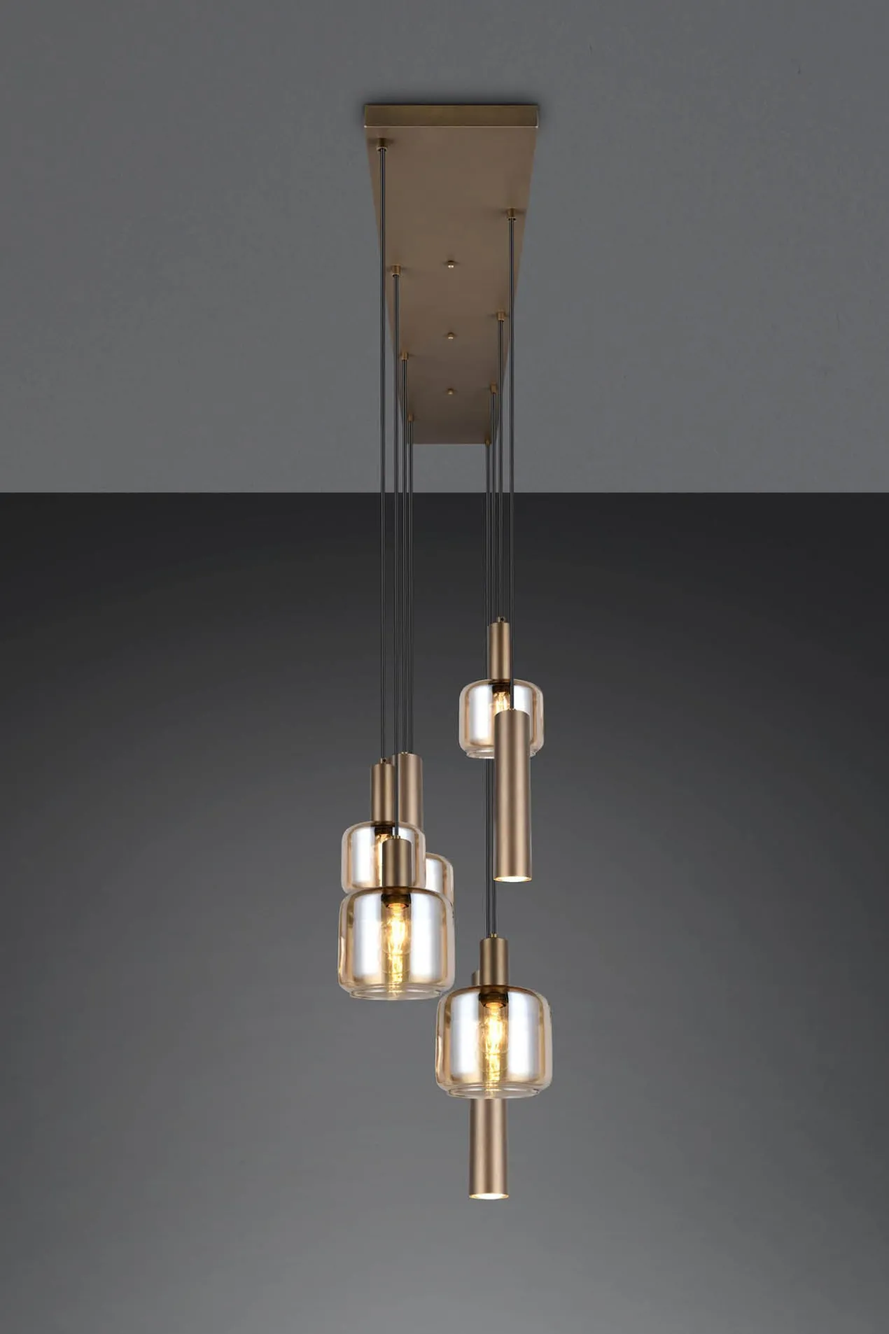 Hanglamp Lizie 8-lichts plaat brons