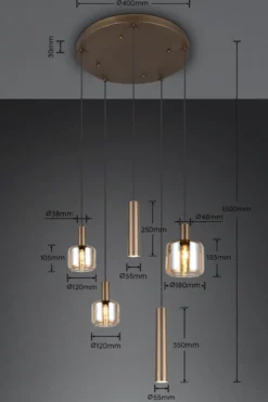 Hanglamp Lizie 5-lichts rond brons