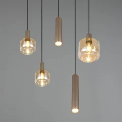 Hanglamp Lizie 5-lichts rond brons