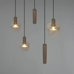 Hanglamp Lizie 5-lichts rond brons