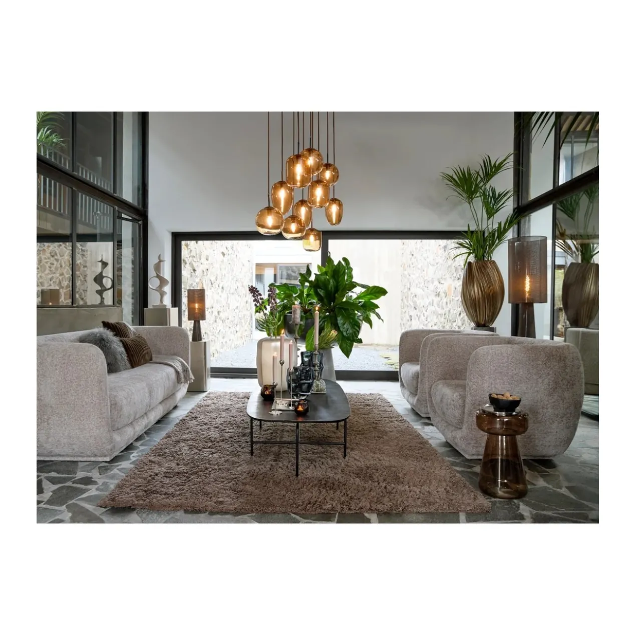 Hanglamp Mezza 10 bruin glas