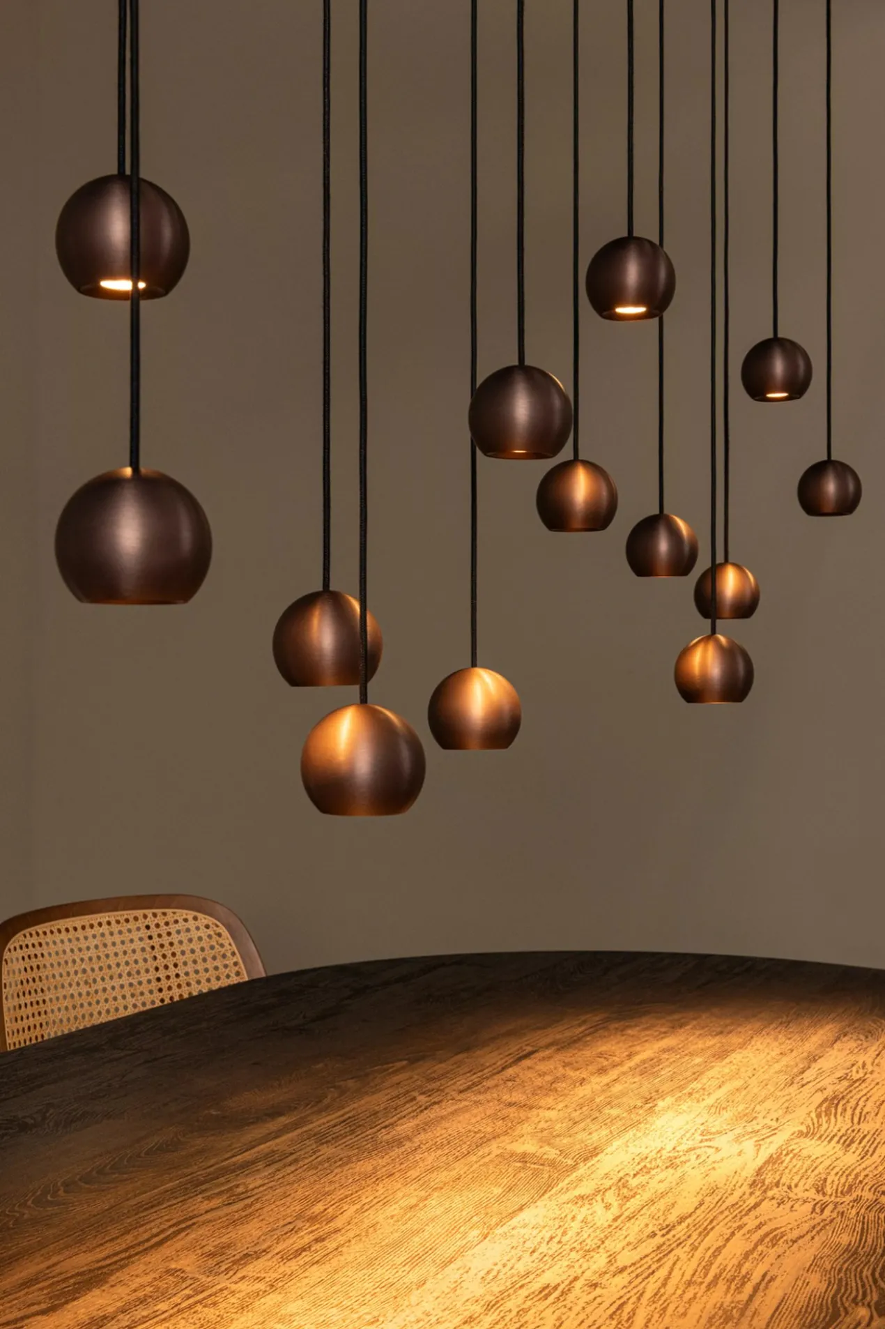 Hanglamp Montana balk cct 13-lichts koffie
