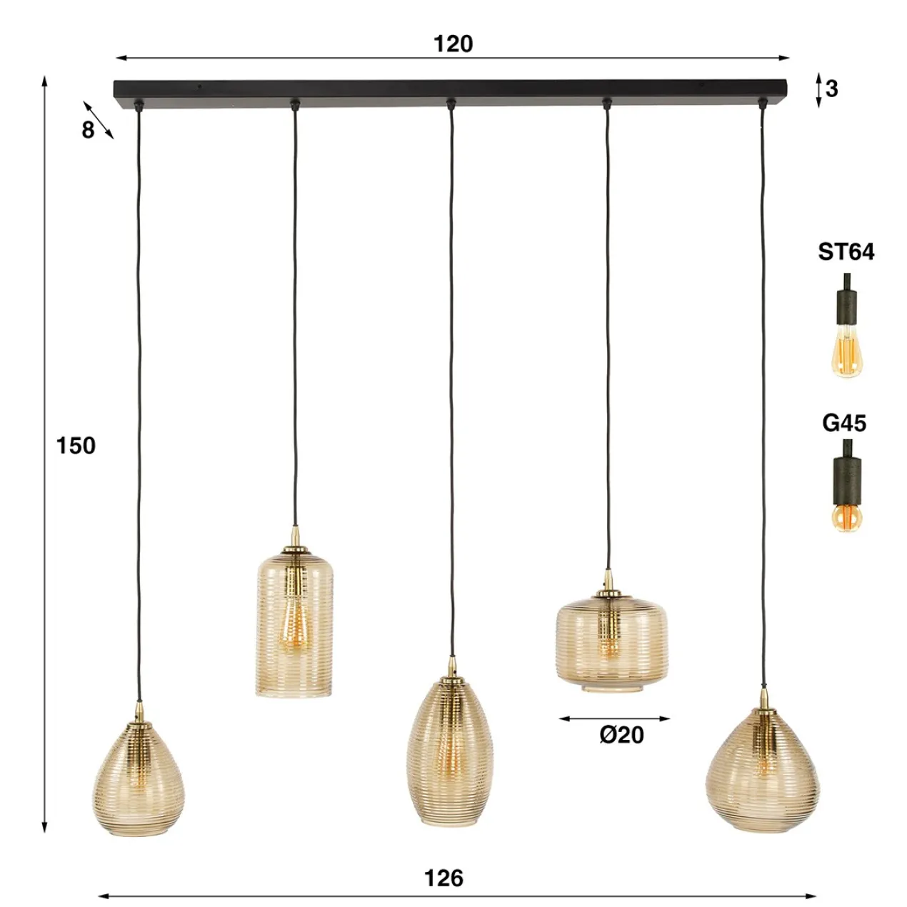 Hanglamp Nouveau Stripes 5