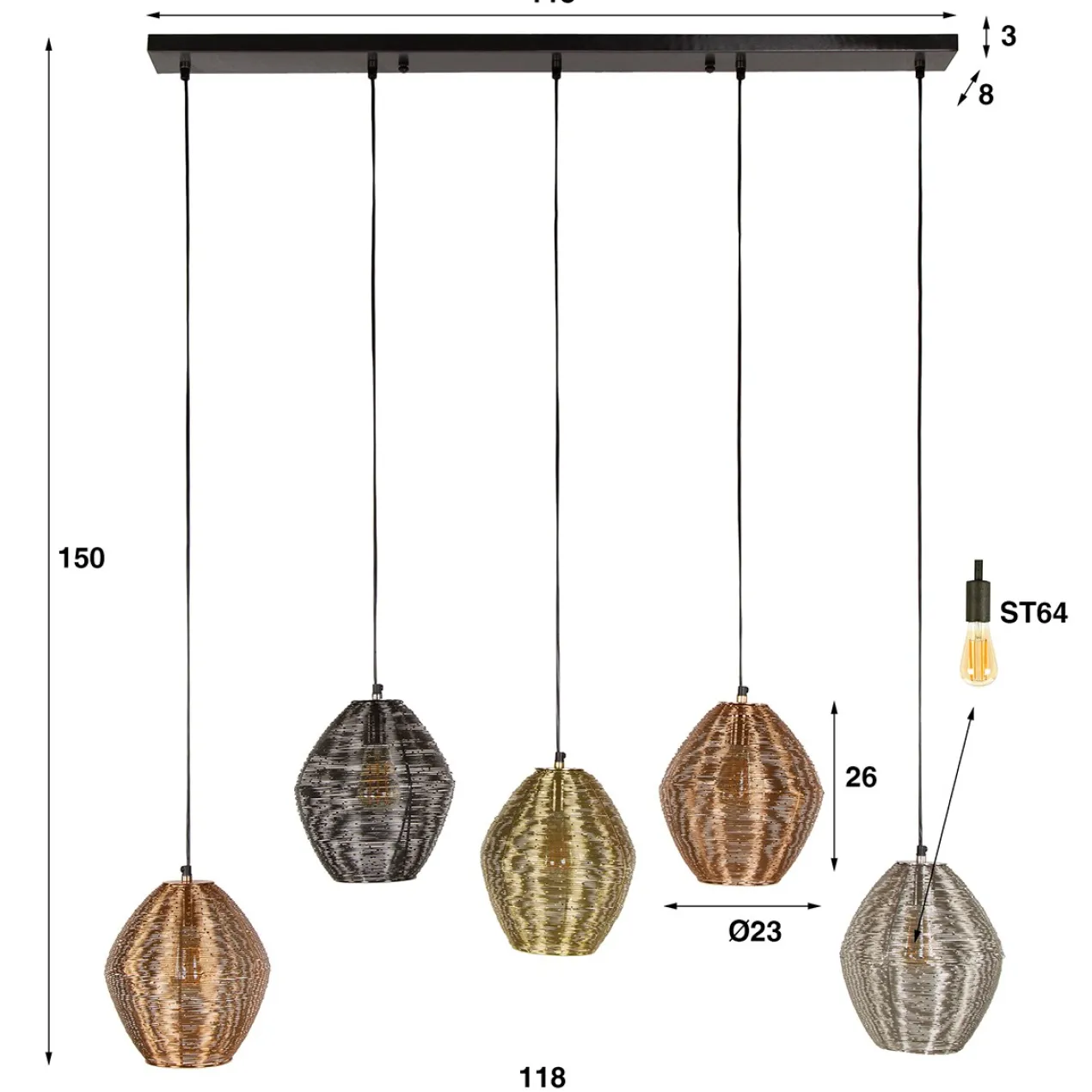 Hanglamp Quatre Couleurs