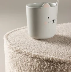 Hartvormige kinderpoef teddystof Jilly Beige