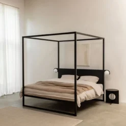 Hemelbed bedframe °02 | Zwart 200 x 200 cm