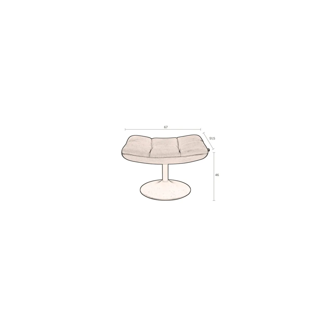 Hocker bar fluweel oud roze