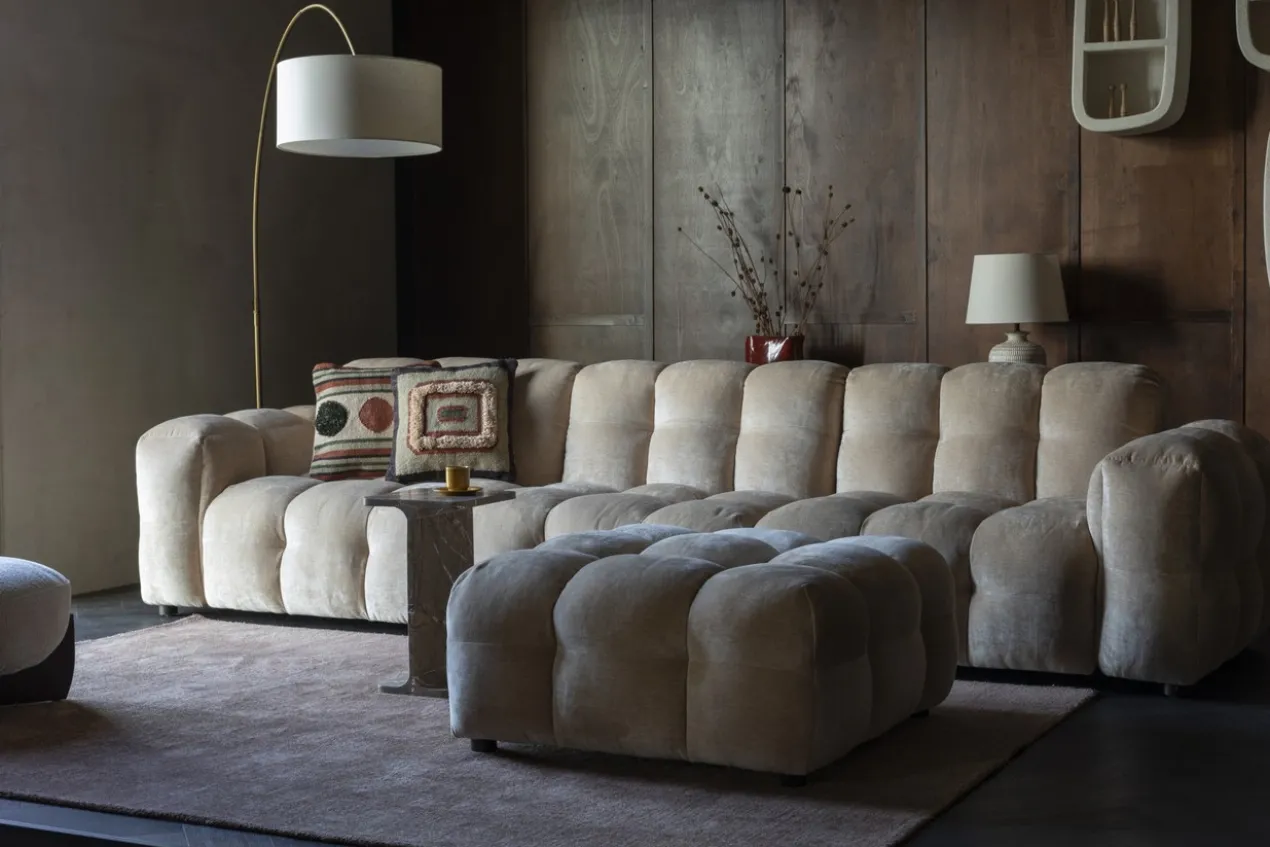Hocker Hackman Velours Beige