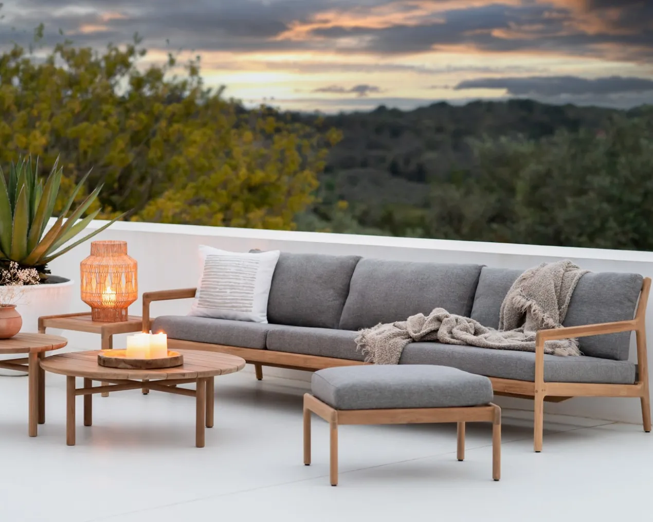 Hocker Teak Jack outdoor off white