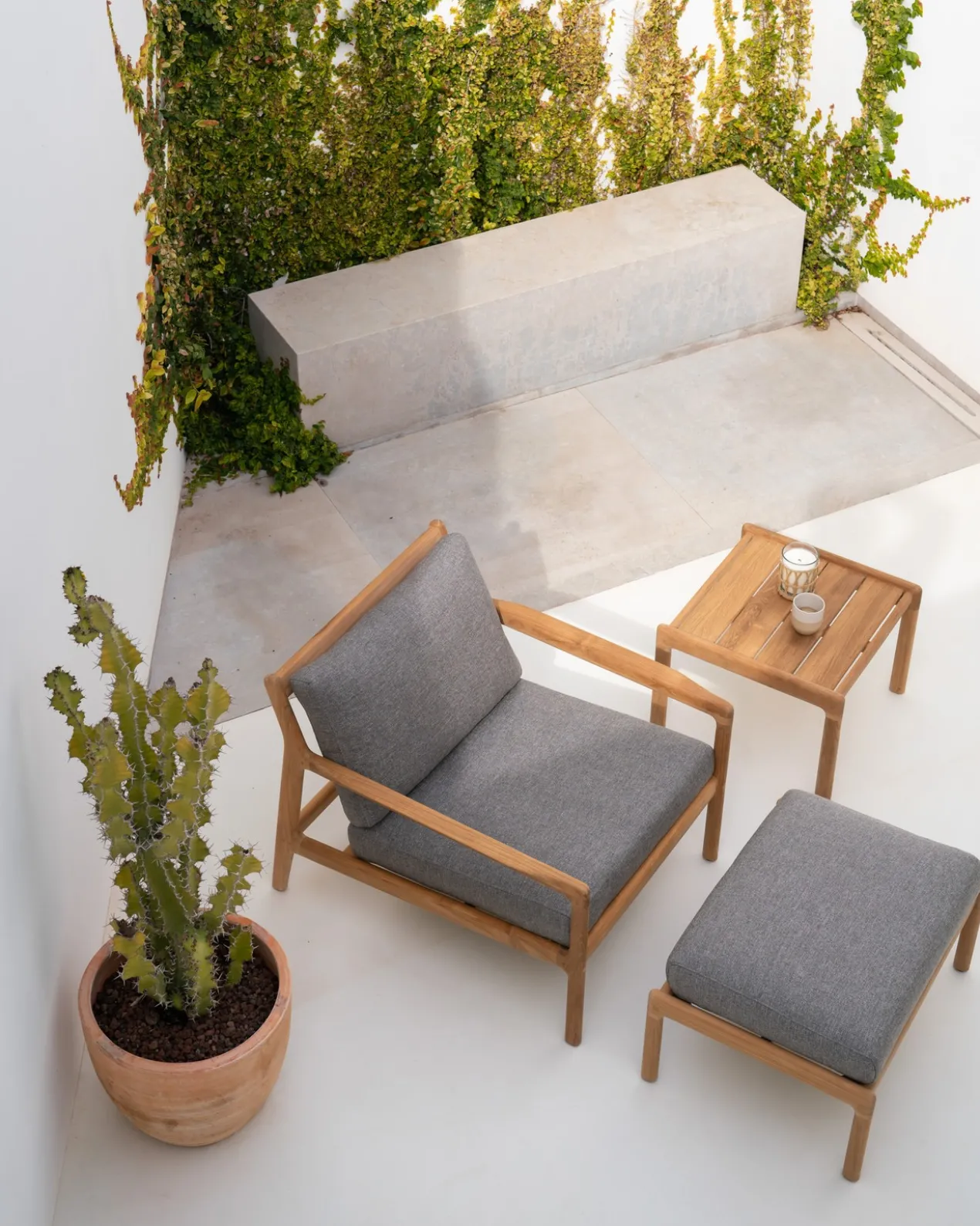 Hocker Teak Jack outdoor off white