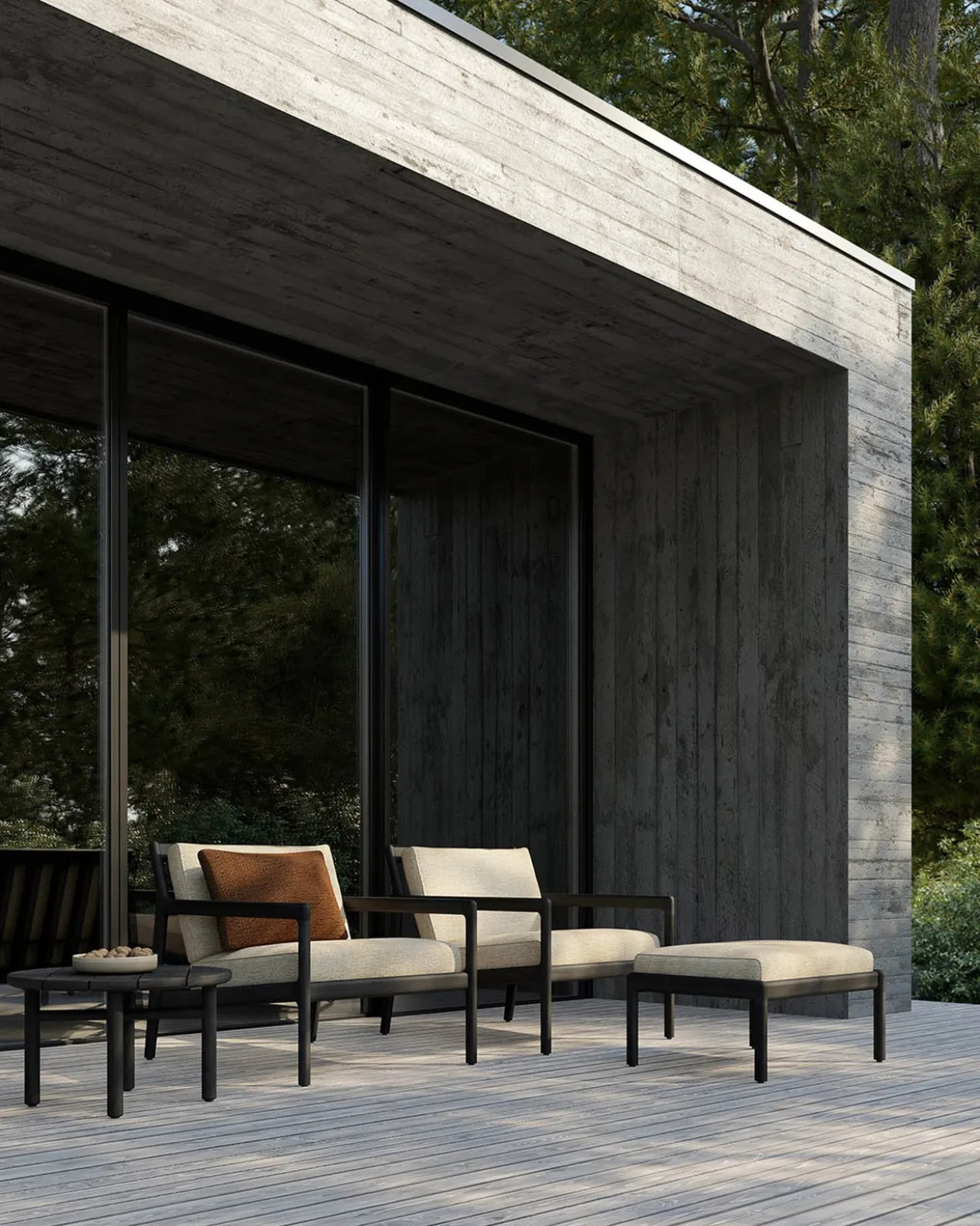 Hocker Teak Jack zwart mocha