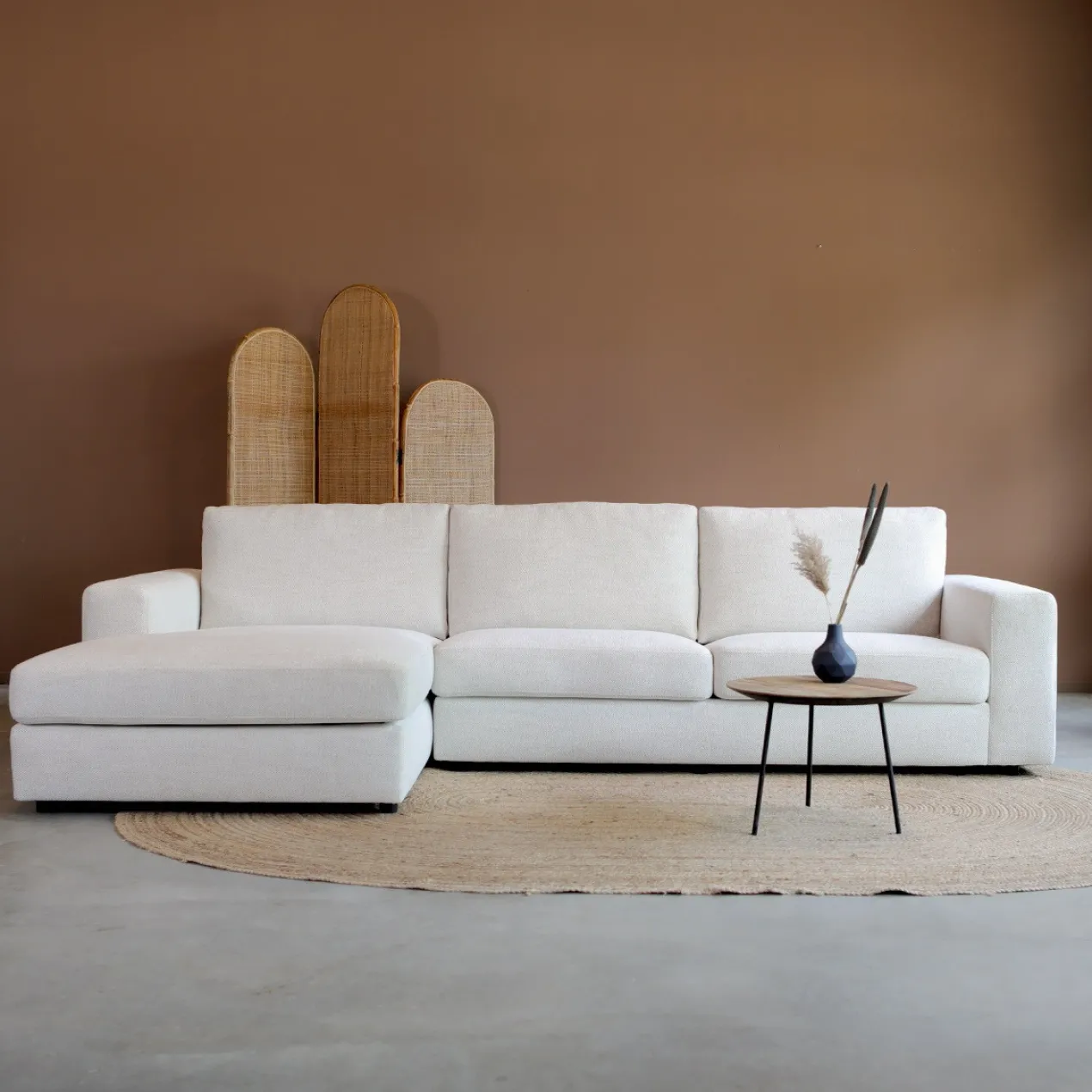 Hoekbank Avero beige chaise longue links