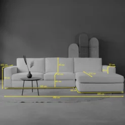 Hoekbank Avero crème chaise longue rechts