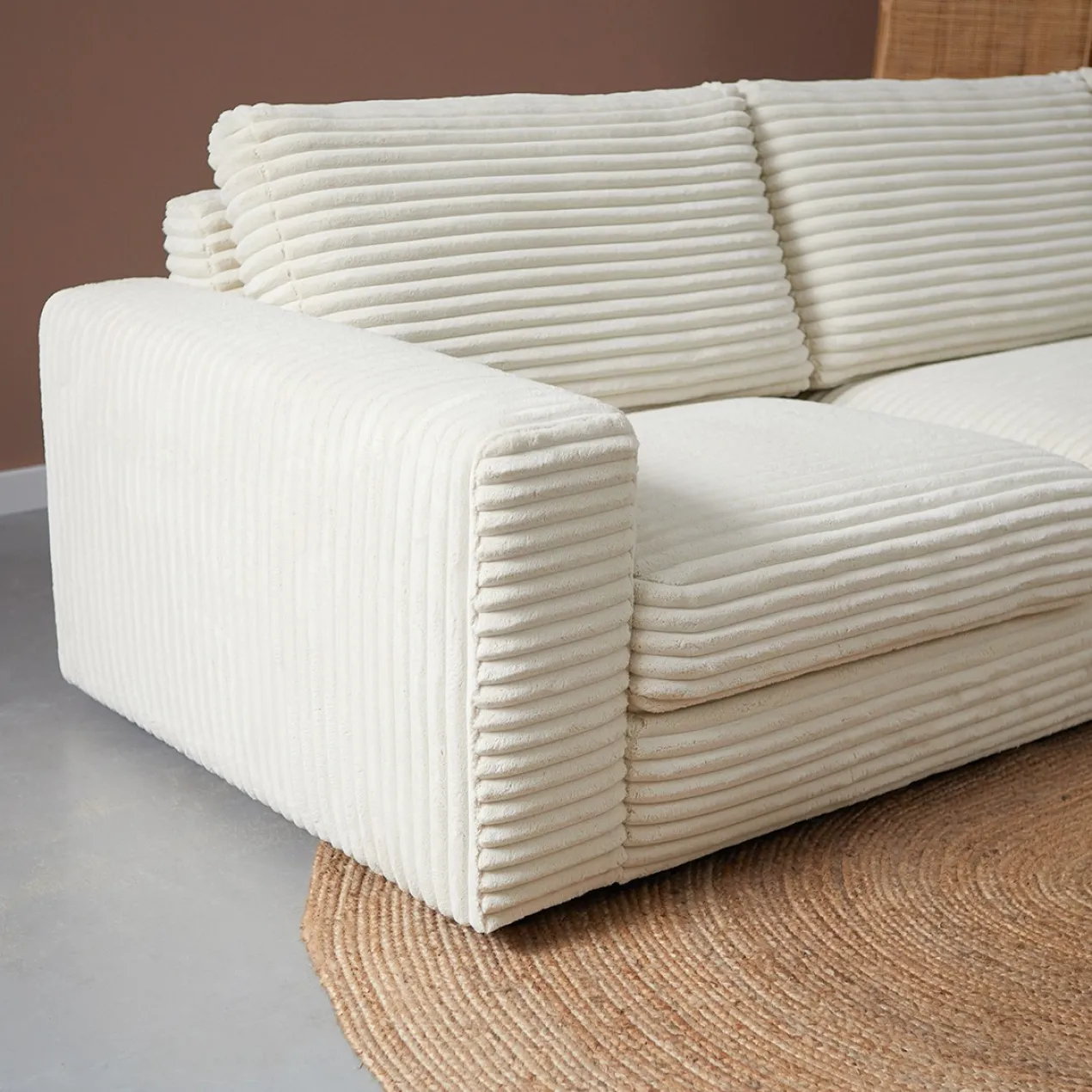 Hoekbank Avero crème chaise longue rechts