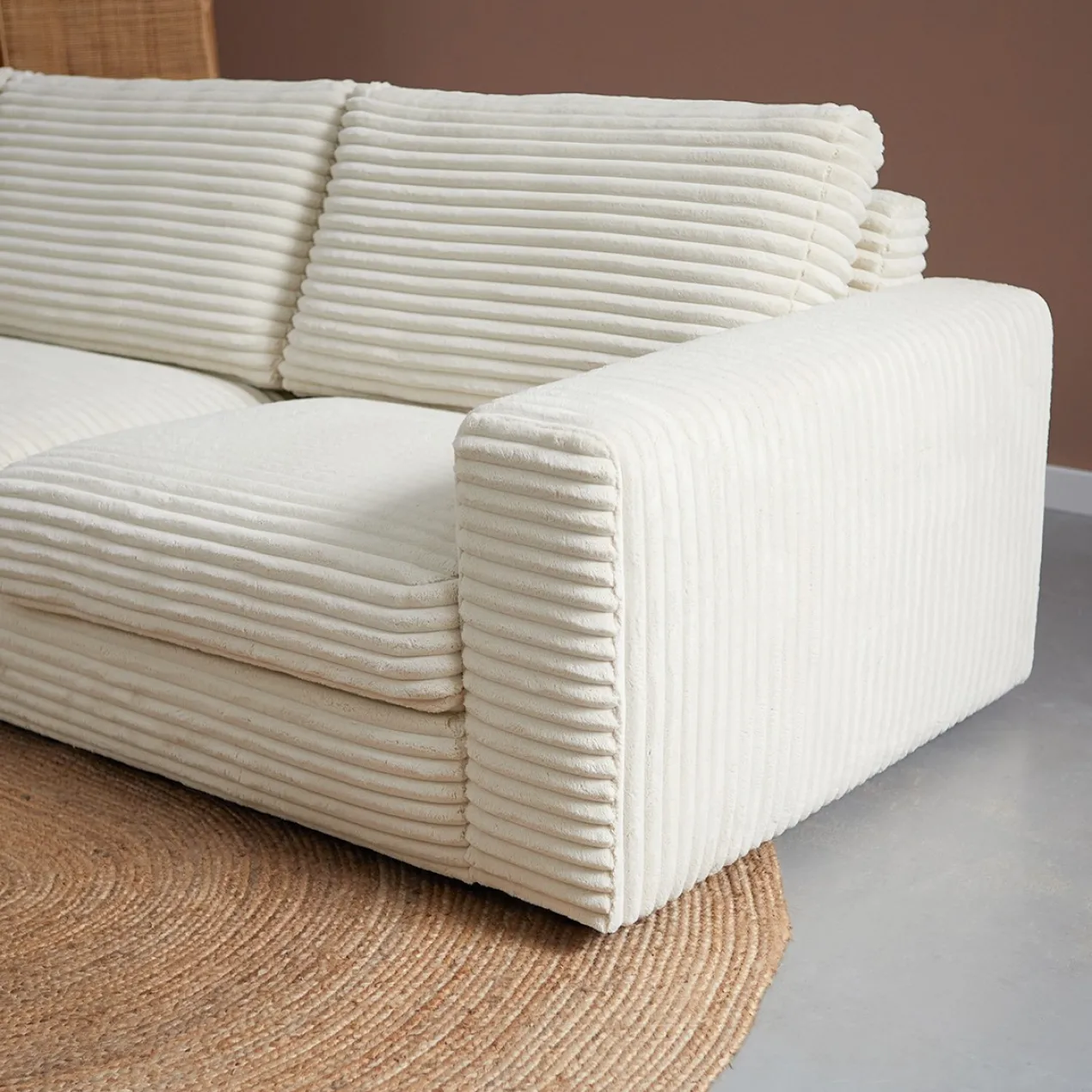 Hoekbank Avero crème chaise longue links