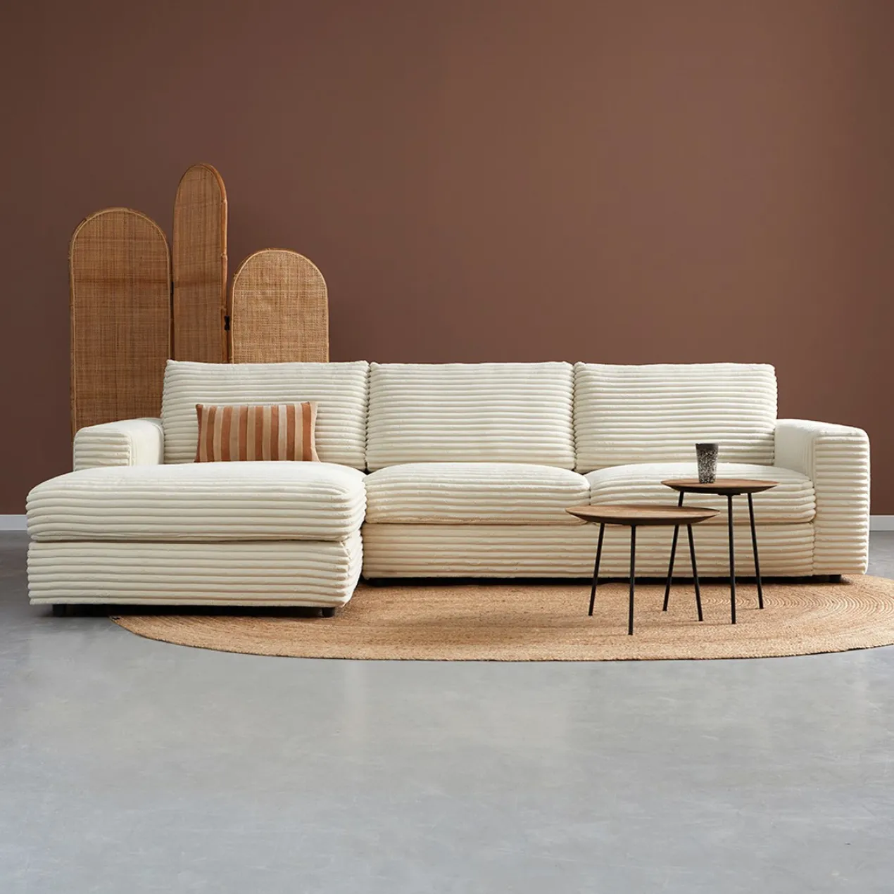 Hoekbank Avero crème chaise longue links
