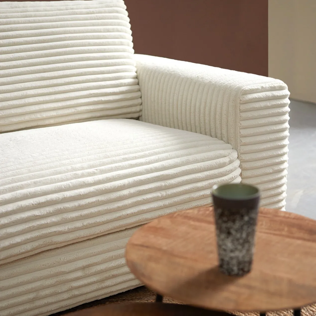 Hoekbank Avero crème chaise longue links