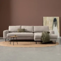 Hoekbank Evora beige chaise longue rechts