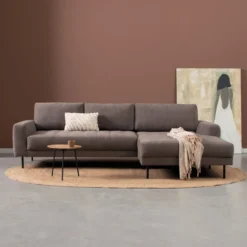 Hoekbank Evora taupe chaise longue rechts