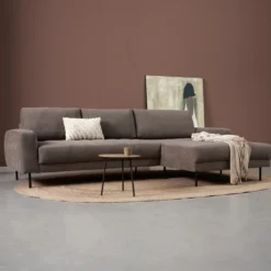 Hoekbank Evora taupe chaise longue rechts