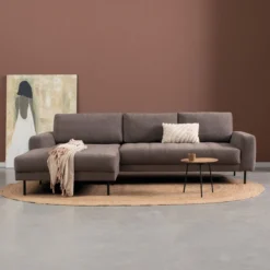 Hoekbank Evora taupe chaise longue links