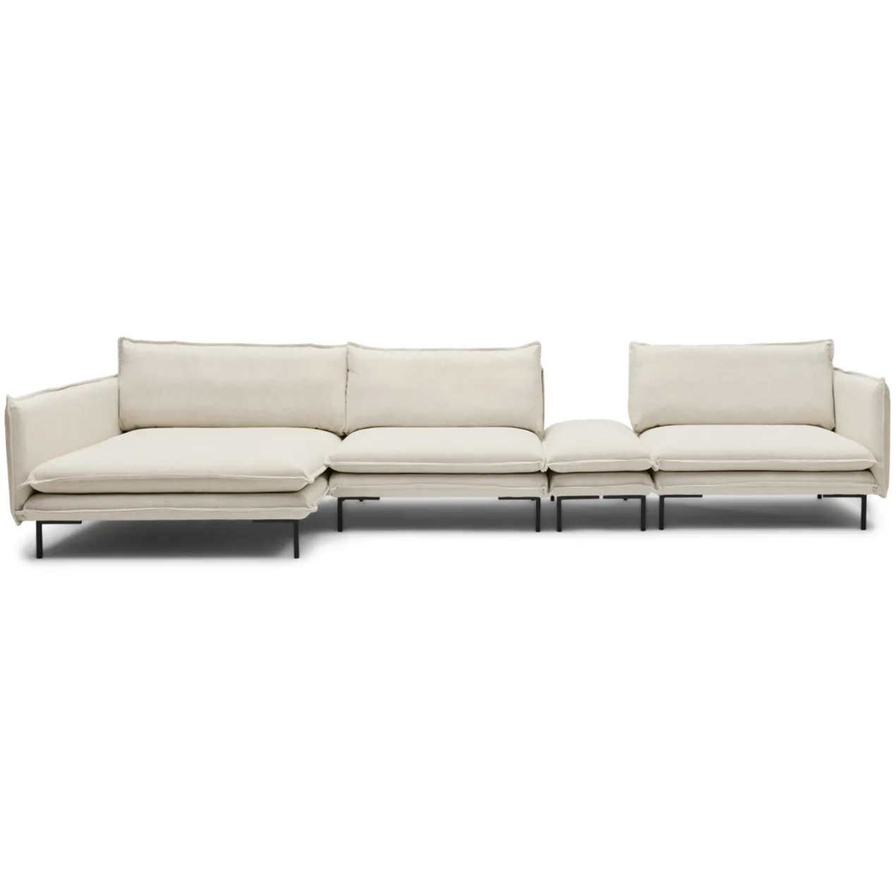 Hoekbank inclusief hocker Twin essence champagne links