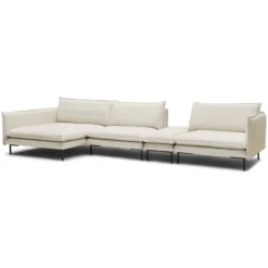 Hoekbank inclusief hocker Twin essence champagne links