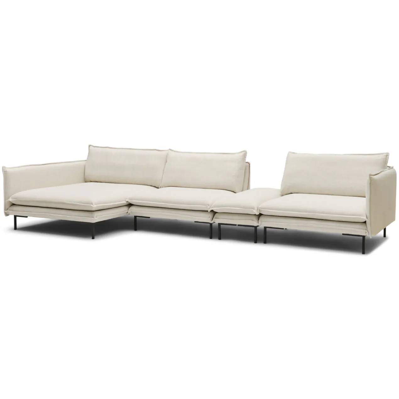 Hoekbank inclusief hocker Twin essence champagne links