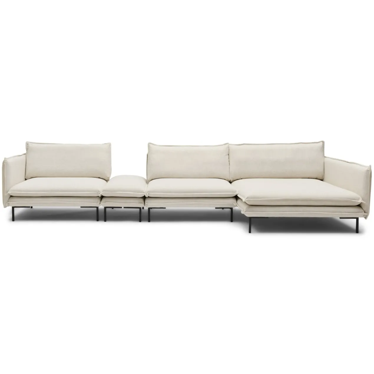 Hoekbank inclusief hocker Twin essence champagne rechts