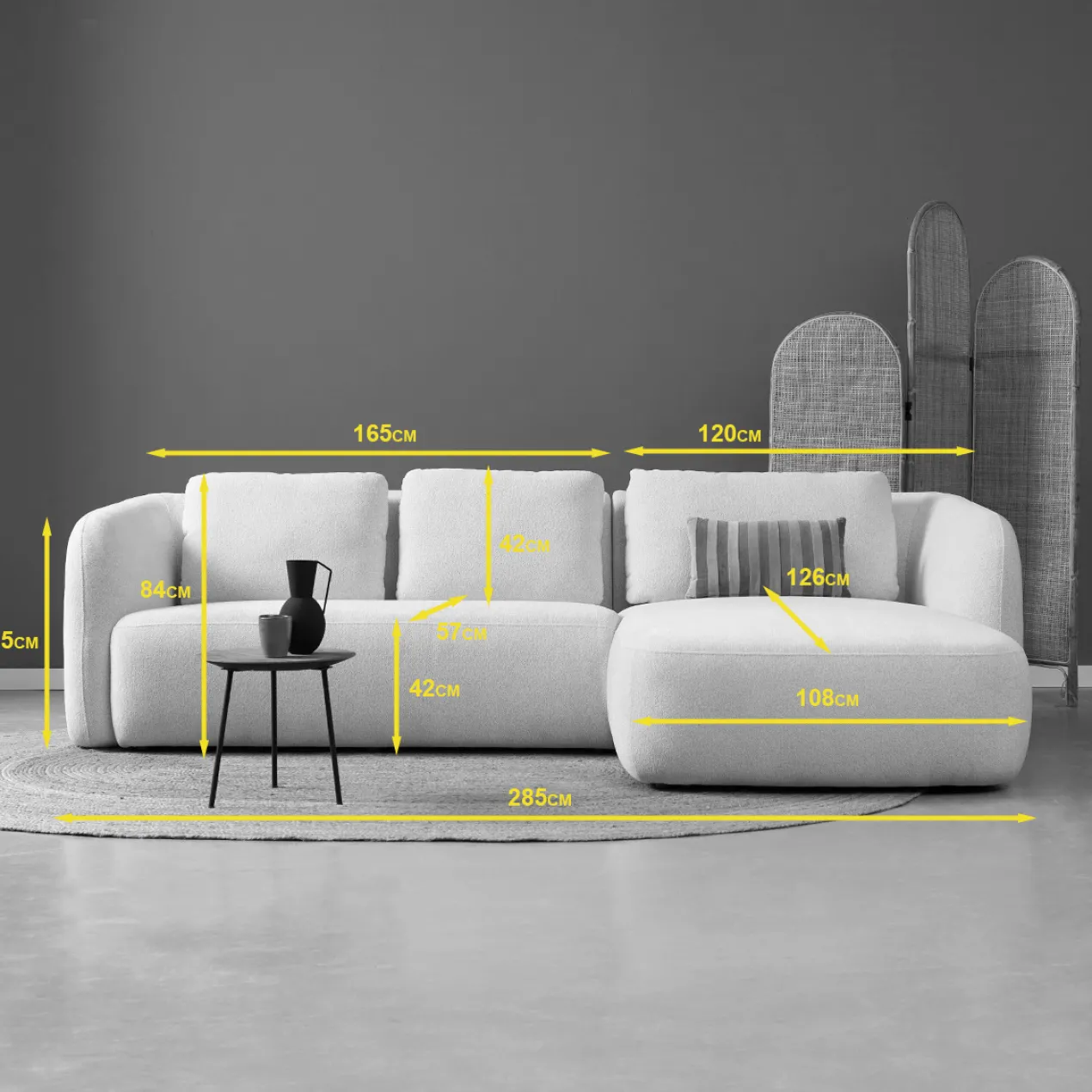Hoekbank Liora beige chaise longue rechts
