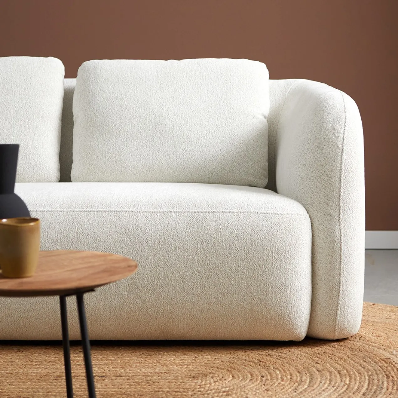 Hoekbank Liora beige chaise longue links