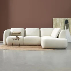Hoekbank Liora beige ottoman rechts