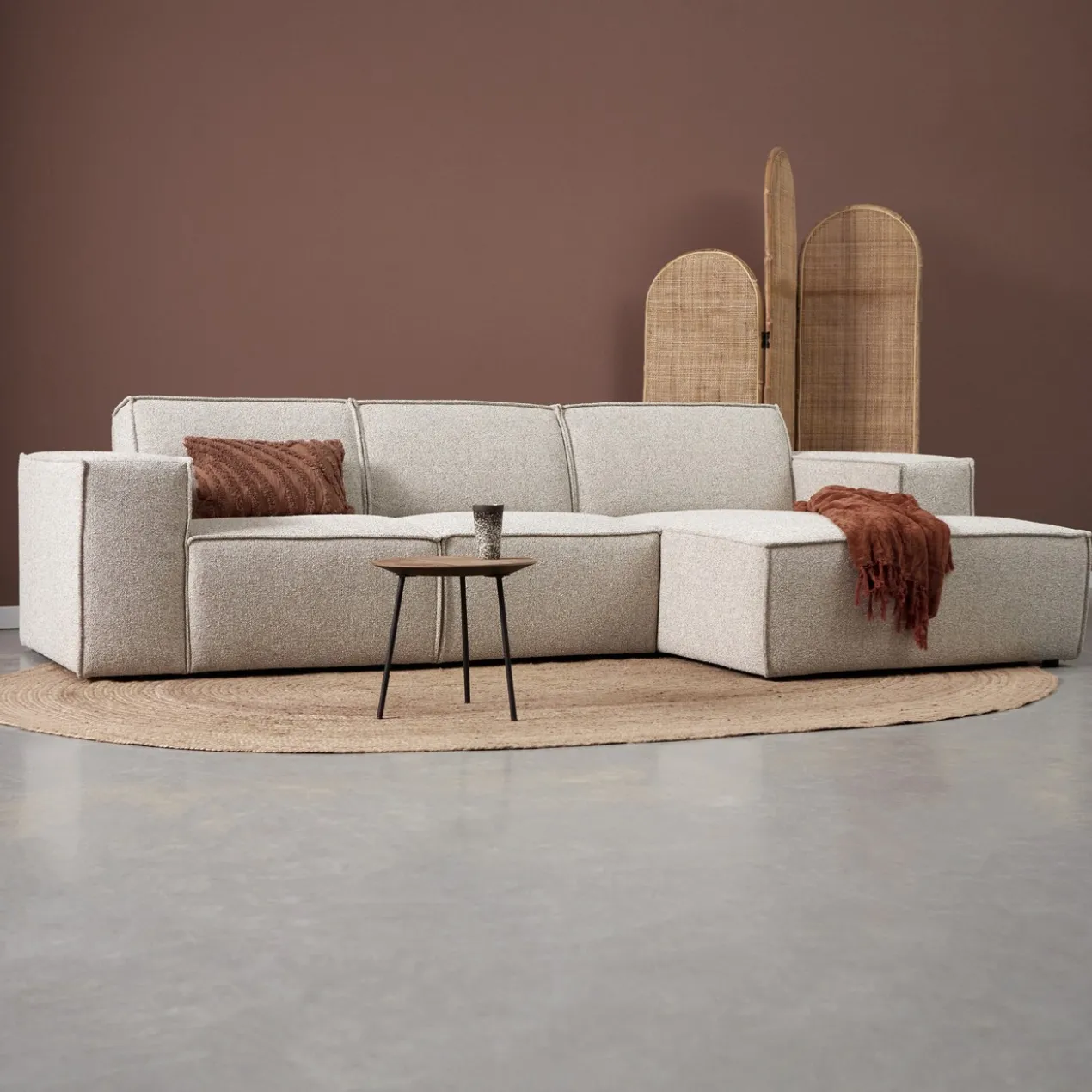 Hoekbank Livento beige chaise longue rechts