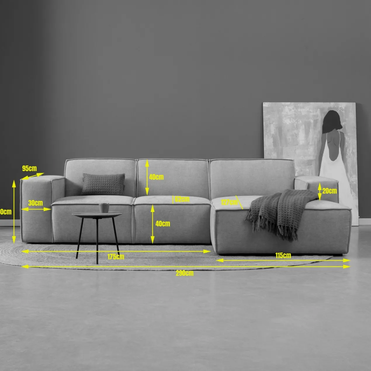 Hoekbank Livento beige chaise longue rechts