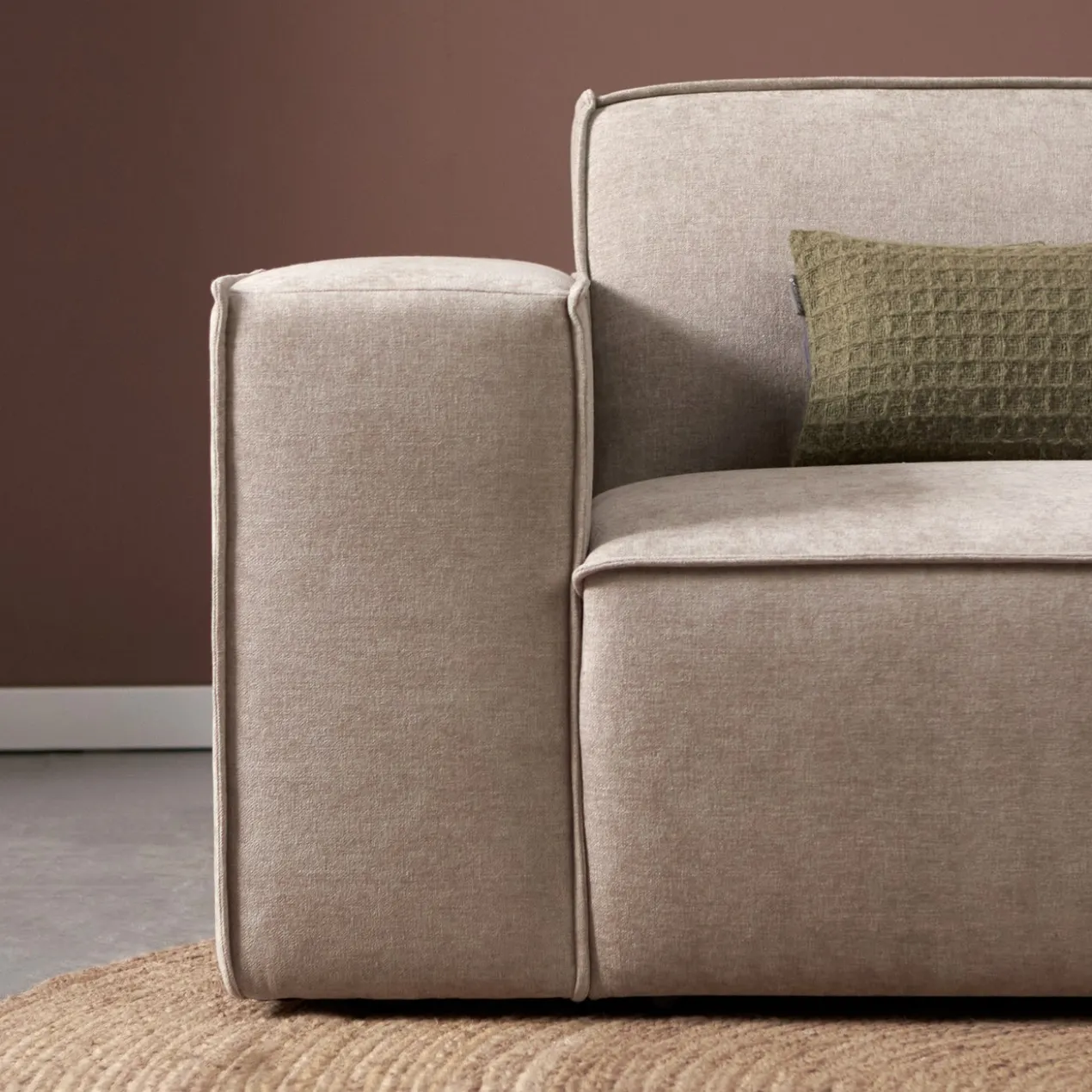 Hoekbank Livento taupe chaise longue rechts
