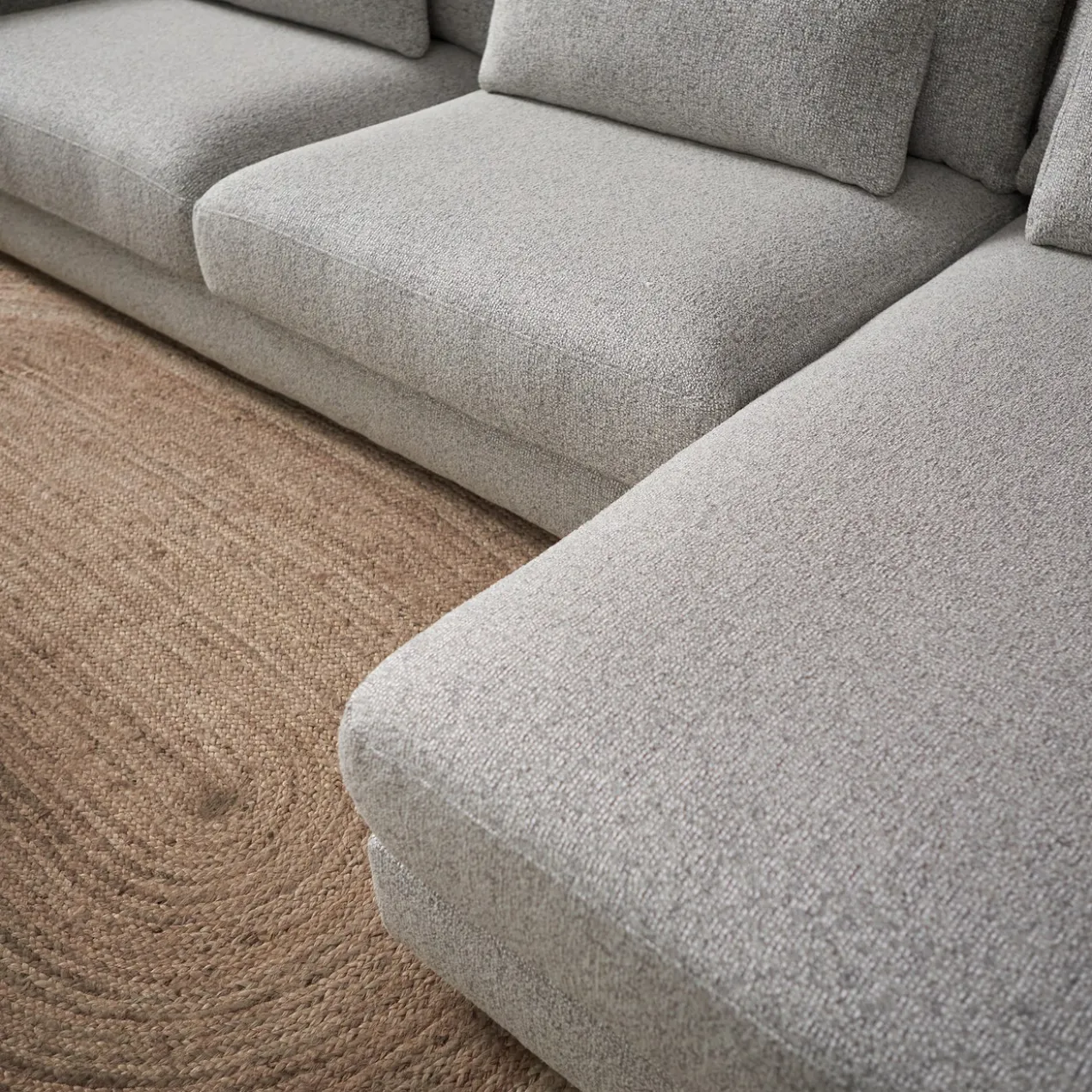 Hoekbank Lusaro lichtgrijs chaise longue rechts